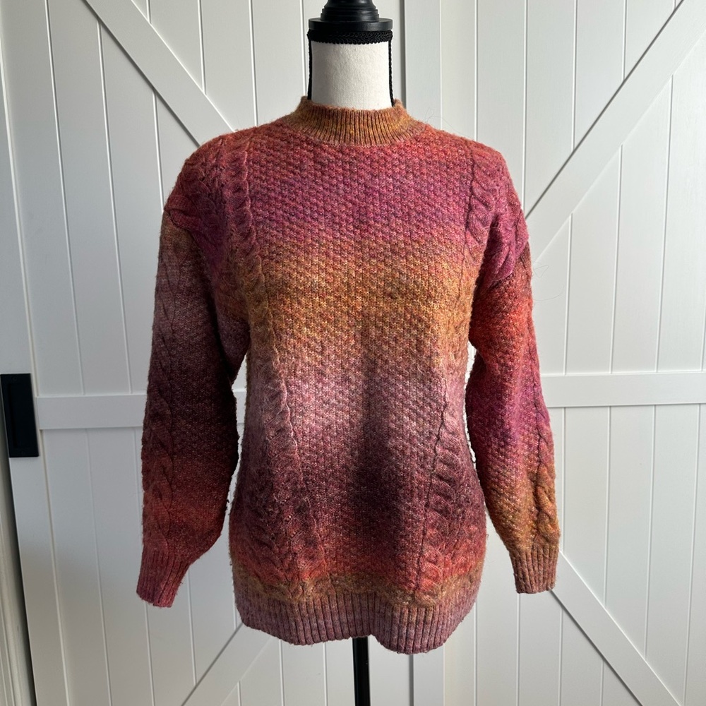 LC Lauren Conrad Ombre Cable Knit Sweater XS Cozy Boho Cottagecore